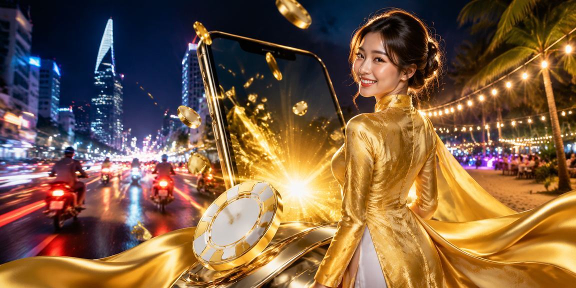 Người phụ nữ mặc áo dài tại TP.HCM sử dụng ứng dụng casino và xem kèo trận đấu trên điện thoại